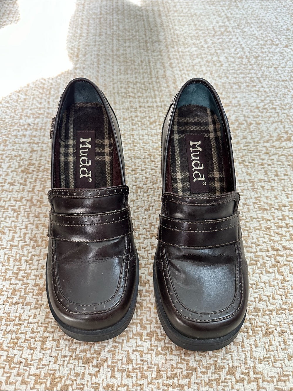 Y2K Mudd Dark Brown Leather Penny Loafers